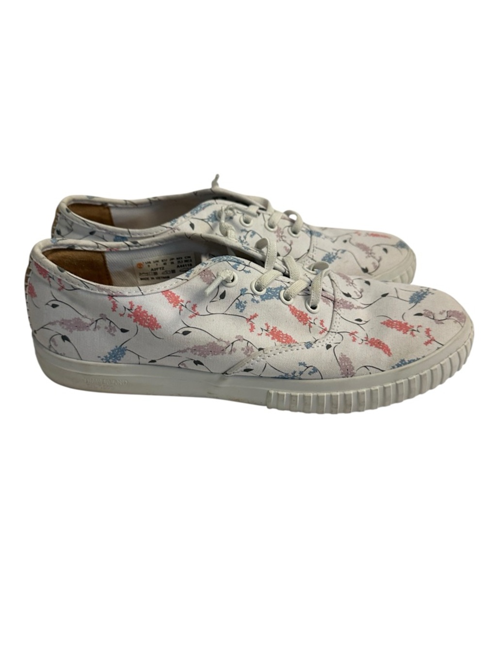 Timberland Newport Bay Floral Canvas Sneakers White Lace Up Shoes Women's 9
